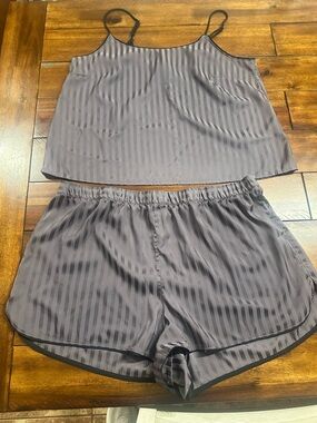 Auden Striped Satin Pajama Set - purple top xl bottoms xxl